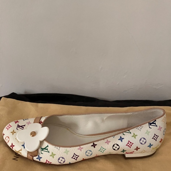 New White Multicolour Monogram LV Murakami flats - Picture 11 of 16